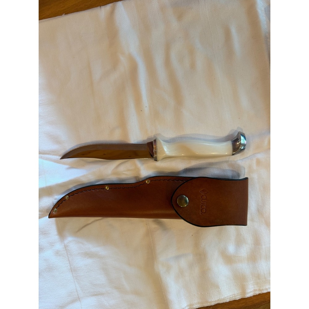 Cutco Hunting Knife 1769 KG White Pearl Handle Brown Leather Sheath Excellent